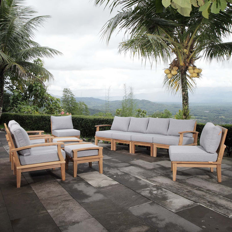 Marina 10 Piece Outdoor Patio Teak Set - Natural Gray