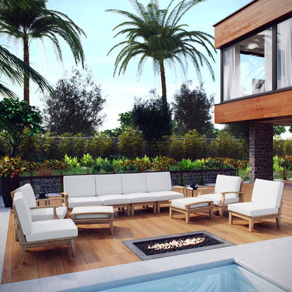 Marina 10 Piece Outdoor Patio Teak Set - Natural White