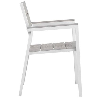 Maine Dining Outdoor Patio Armchair - White Light Gray