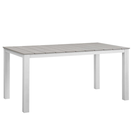 Maine 63" Outdoor Patio Dining Table - White Light Gray
