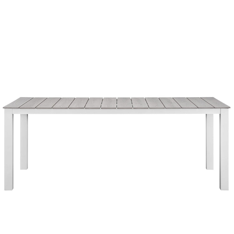 Maine 80" Outdoor Patio Dining Table - White Light Gray