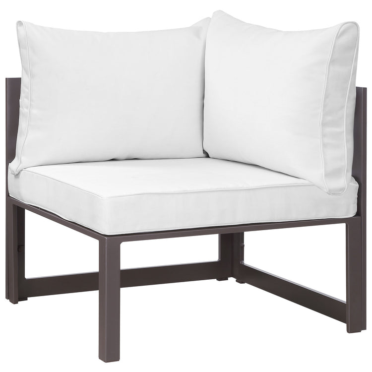 Fortuna Corner Outdoor Patio Armchair - Brown White