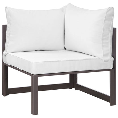 Fortuna Corner Outdoor Patio Armchair - Brown White