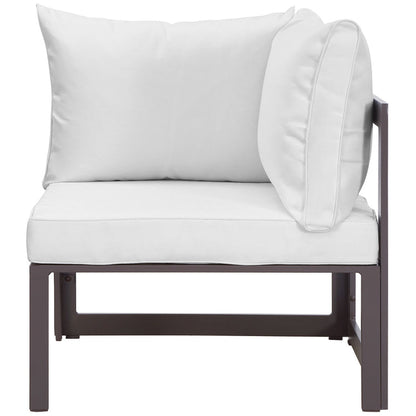 Fortuna Corner Outdoor Patio Armchair - Brown White
