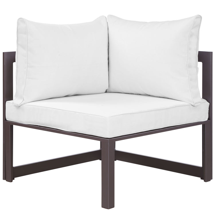 Fortuna Corner Outdoor Patio Armchair - Brown White