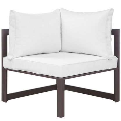 Fortuna Corner Outdoor Patio Armchair - Brown White