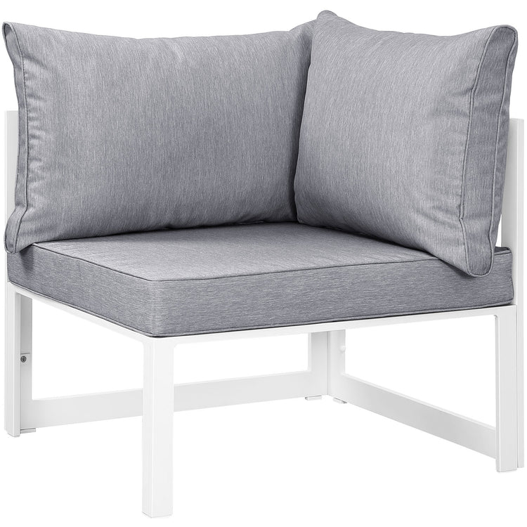 Fortuna Corner Outdoor Patio Armchair - White Gray