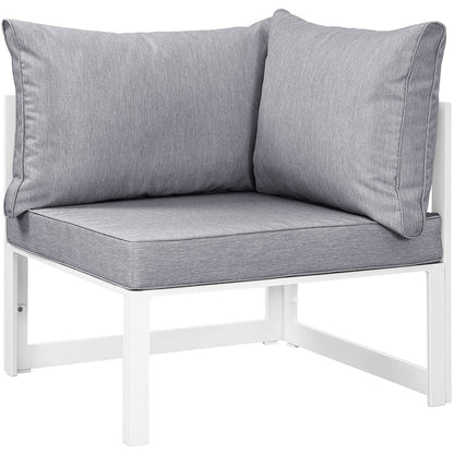 Fortuna Corner Outdoor Patio Armchair - White Gray