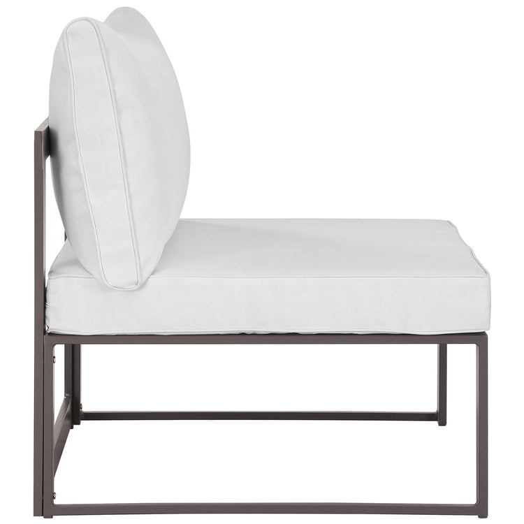 Fortuna Armless Outdoor Patio Chair - Brown White