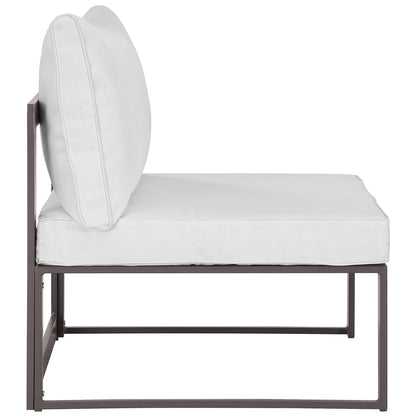 Fortuna Armless Outdoor Patio Chair - Brown White