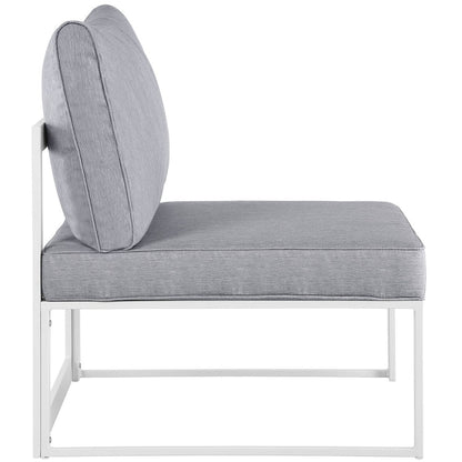 Fortuna Armless Outdoor Patio Chair - White Gray
