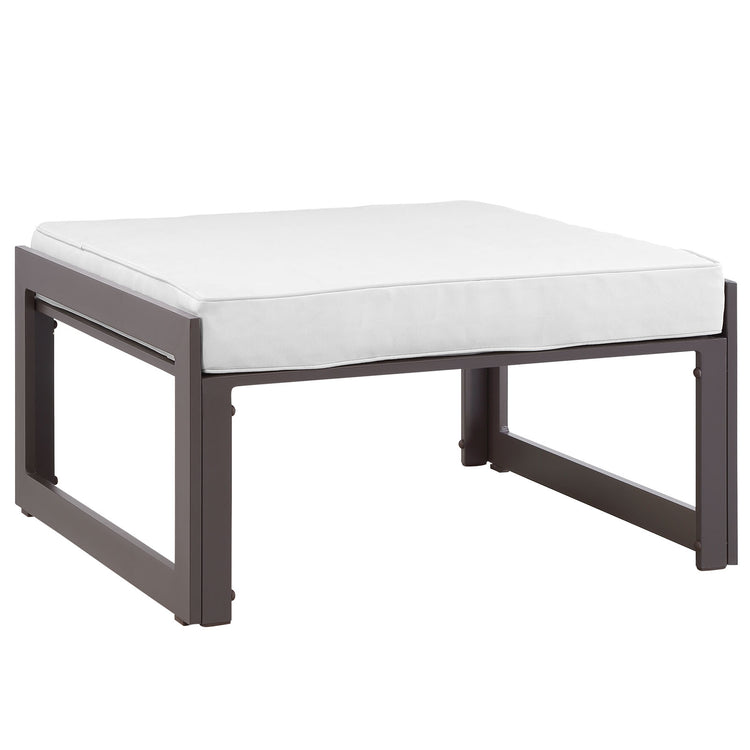 Fortuna Outdoor Patio Ottoman - Brown White
