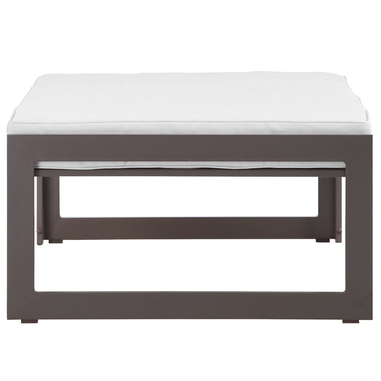 Fortuna Outdoor Patio Ottoman - Brown White