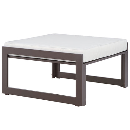 Fortuna Outdoor Patio Ottoman - Brown White
