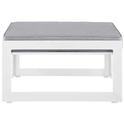 Fortuna Outdoor Patio Ottoman - White Gray