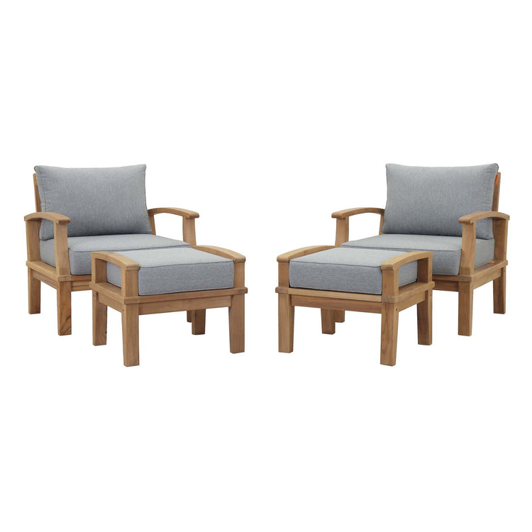 Marina 4 Piece Outdoor Patio Teak Set - Natural Gray