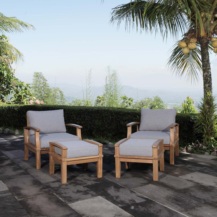 Marina 4 Piece Outdoor Patio Teak Set - Natural Gray