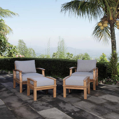 Marina 4 Piece Outdoor Patio Teak Set - Natural Gray