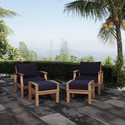 Marina 4 Piece Outdoor Patio Teak Set - Natural Navy