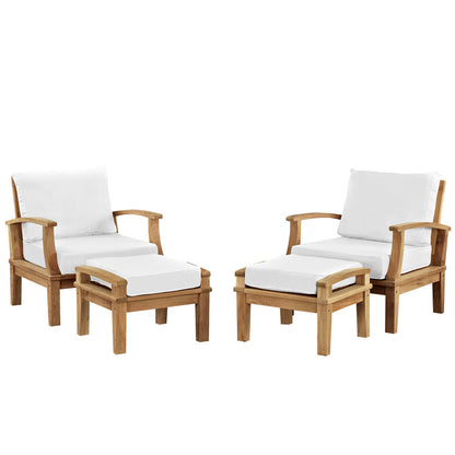 Marina 4 Piece Outdoor Patio Teak Set - Natural White