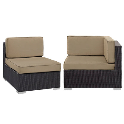 Gather Corner and Middle Outdoor Patio Sectional Set - Espresso Mocha