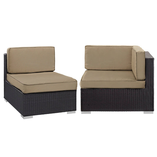 Gather Corner and Middle Outdoor Patio Sectional Set - Espresso Mocha