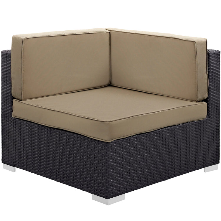 Gather Corner and Middle Outdoor Patio Sectional Set - Espresso Mocha