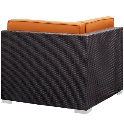 Gather Corner and Middle Outdoor Patio Sectional Set - Espresso Orange