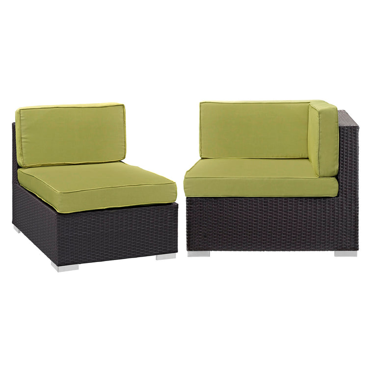 Gather Corner and Middle Outdoor Patio Sectional Set - Espresso Peridot