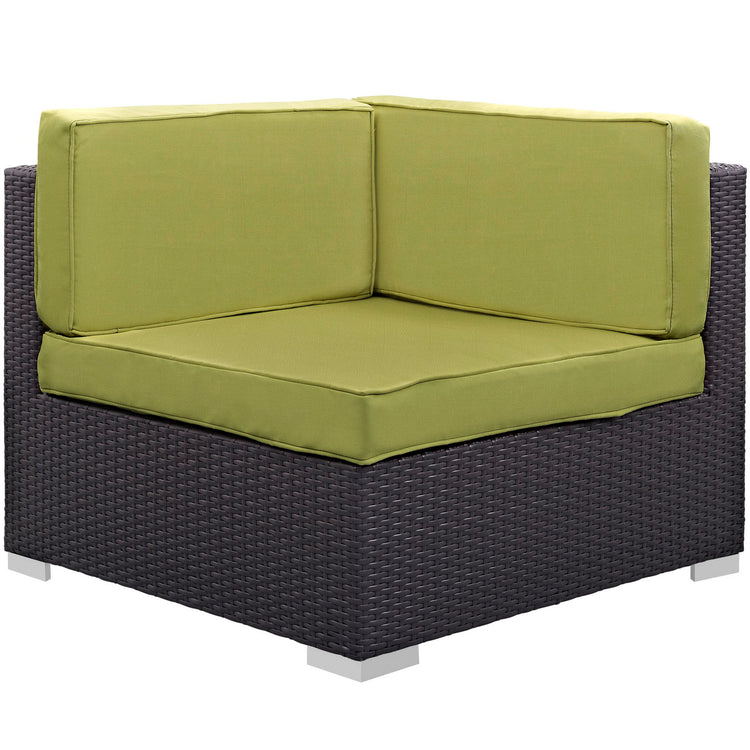 Gather Corner and Middle Outdoor Patio Sectional Set - Espresso Peridot