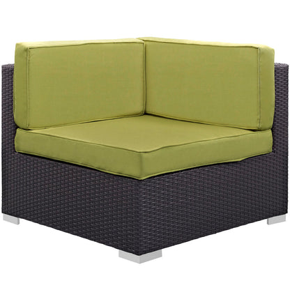 Gather Corner and Middle Outdoor Patio Sectional Set - Espresso Peridot