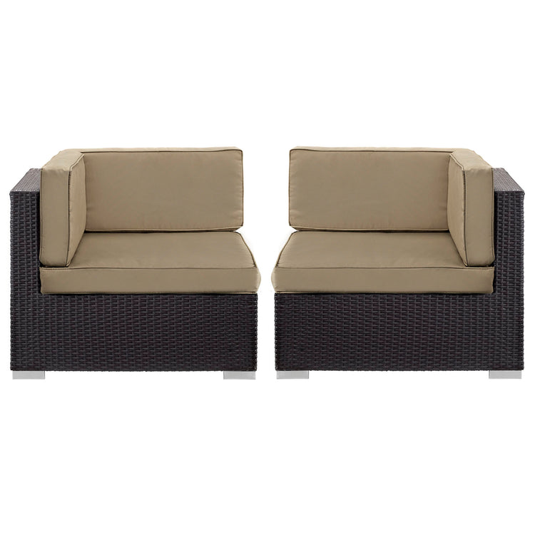 Gather Outdoor Patio Corner Sectional Set of 2 - Espresso Mocha