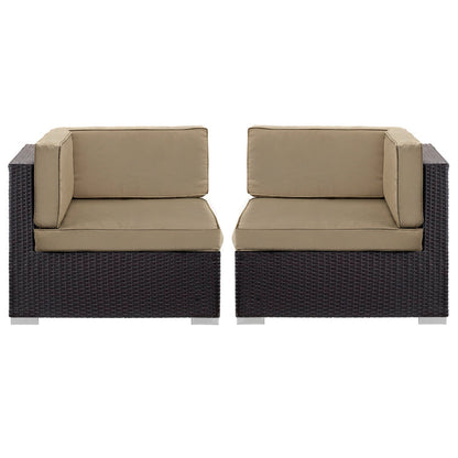 Gather Outdoor Patio Corner Sectional Set of 2 - Espresso Mocha