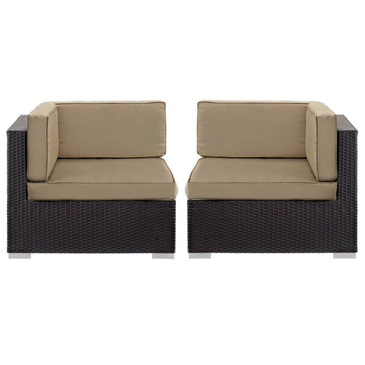 Gather Outdoor Patio Corner Sectional Set of 2 - Espresso Mocha