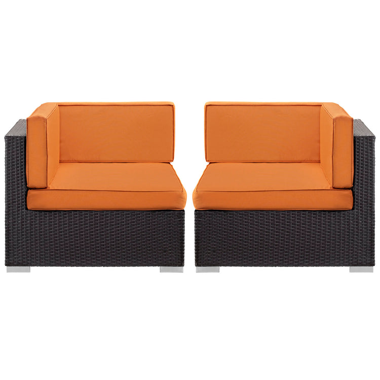Gather Outdoor Patio Corner Sectional Set of 2 - Espresso Orange