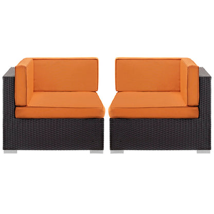 Gather Outdoor Patio Corner Sectional Set of 2 - Espresso Orange