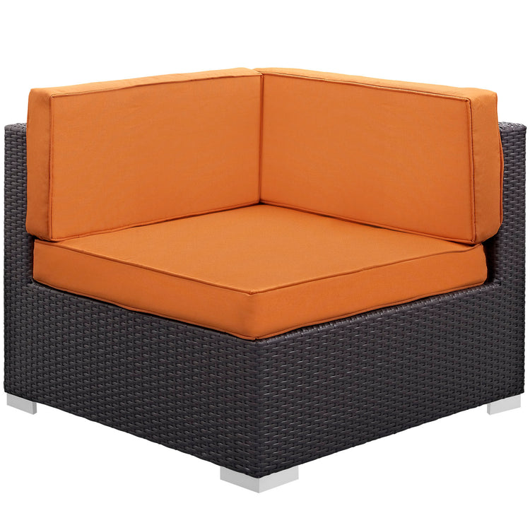 Gather Outdoor Patio Corner Sectional Set of 2 - Espresso Orange