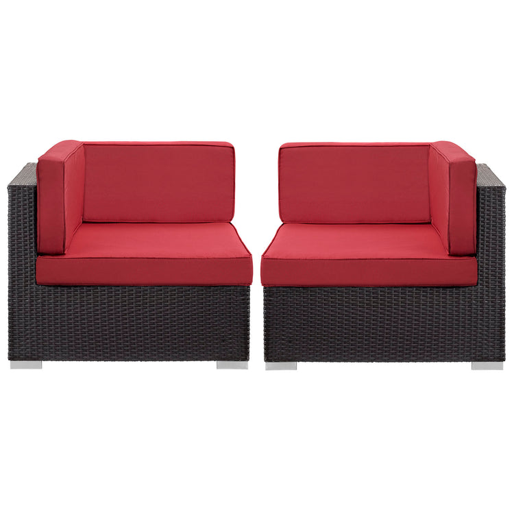 Gather Outdoor Patio Corner Sectional Set of 2 - Espresso Red