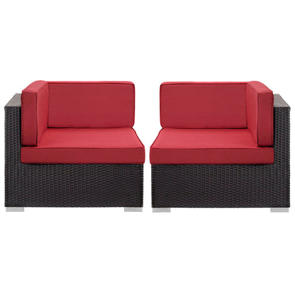 Gather Outdoor Patio Corner Sectional Set of 2 - Espresso Red