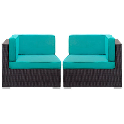 Gather Outdoor Patio Corner Sectional Set of 2 - Espresso Turquoise