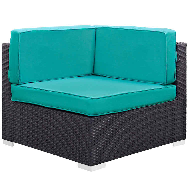 Gather Outdoor Patio Corner Sectional Set of 2 - Espresso Turquoise