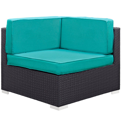 Gather Outdoor Patio Corner Sectional Set of 2 - Espresso Turquoise