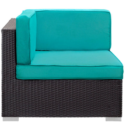 Gather Outdoor Patio Corner Sectional Set of 2 - Espresso Turquoise
