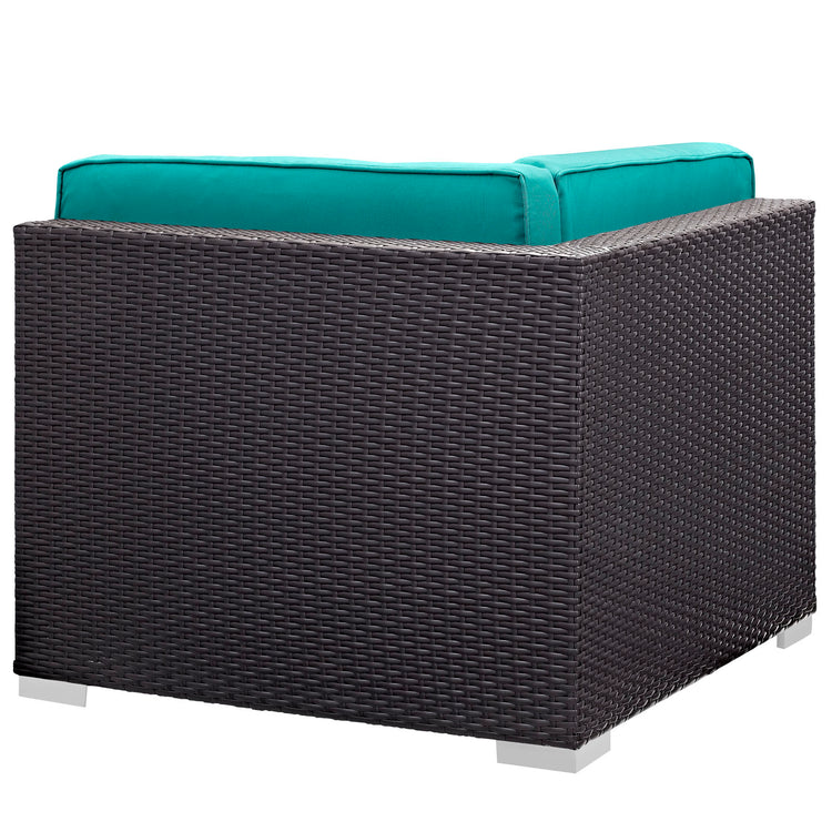 Gather Outdoor Patio Corner Sectional Set of 2 - Espresso Turquoise
