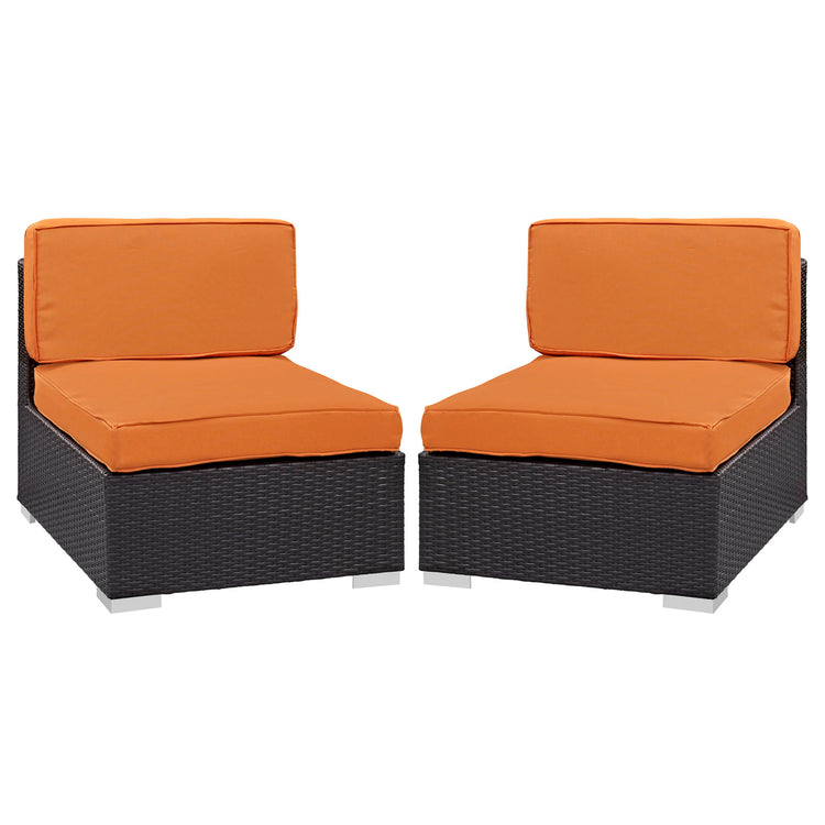Gather Outdoor Patio Armless Chair Set of 2 - Espresso Orange