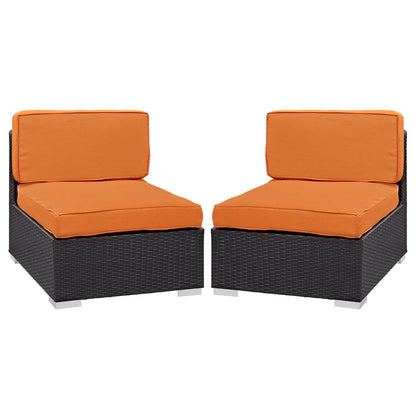 Gather Outdoor Patio Armless Chair Set of 2 - Espresso Orange