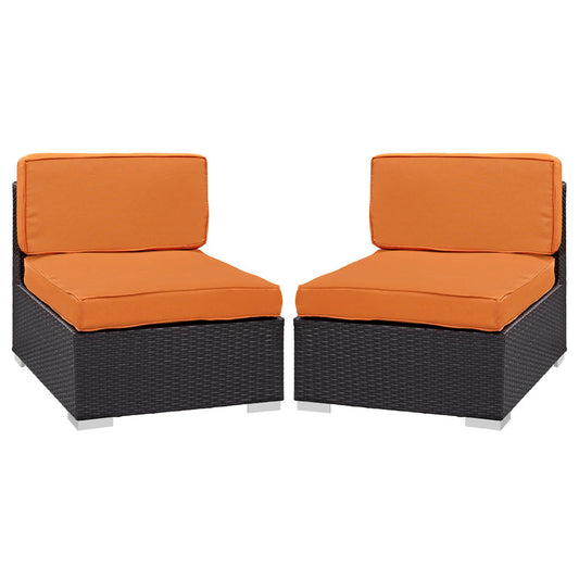 Gather Outdoor Patio Armless Chair Set of 2 - Espresso Orange