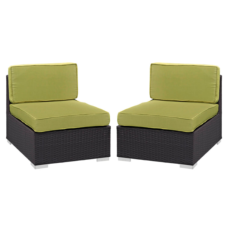 Gather Outdoor Patio Armless Chair Set of 2 - Espresso Peridot