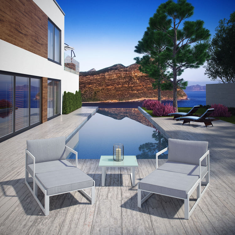 Fortuna 5 Piece Outdoor Patio Sectional Sofa Set - Default Title
