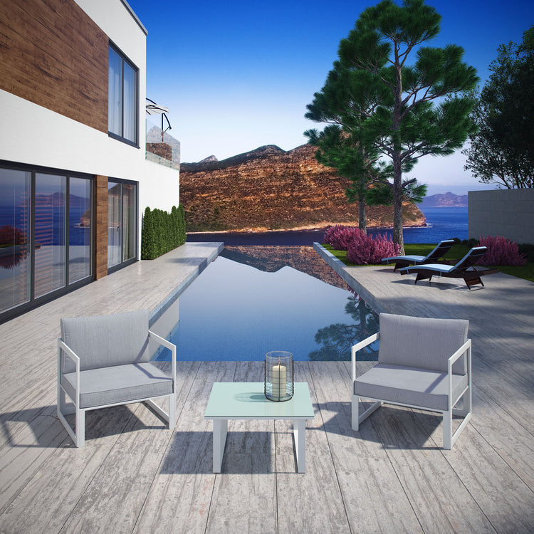 Fortuna 3 Piece Outdoor Patio Sectional Sofa Set - Default Title